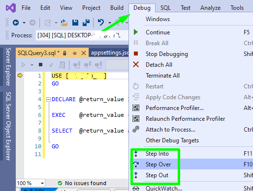 comment déboguer une procédure stockée dans Visual Studio