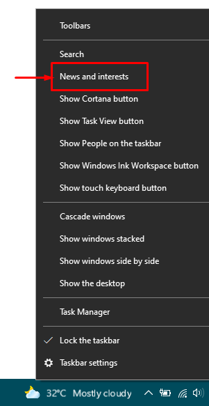 How to remove weather from taskbar windows 10