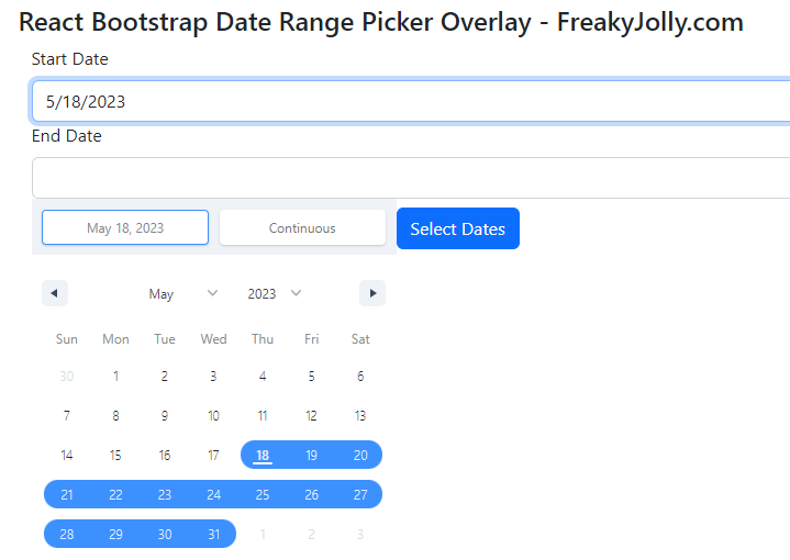 React Bootstrap Date Range Picker
