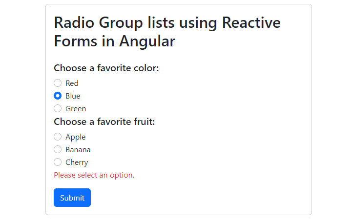Angular Radio Group List Component with Reactive Forms 